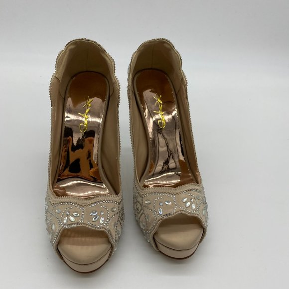 XYD Peep Toe Platform Rhinestones Bridal Pumps - Picture 4 of 10